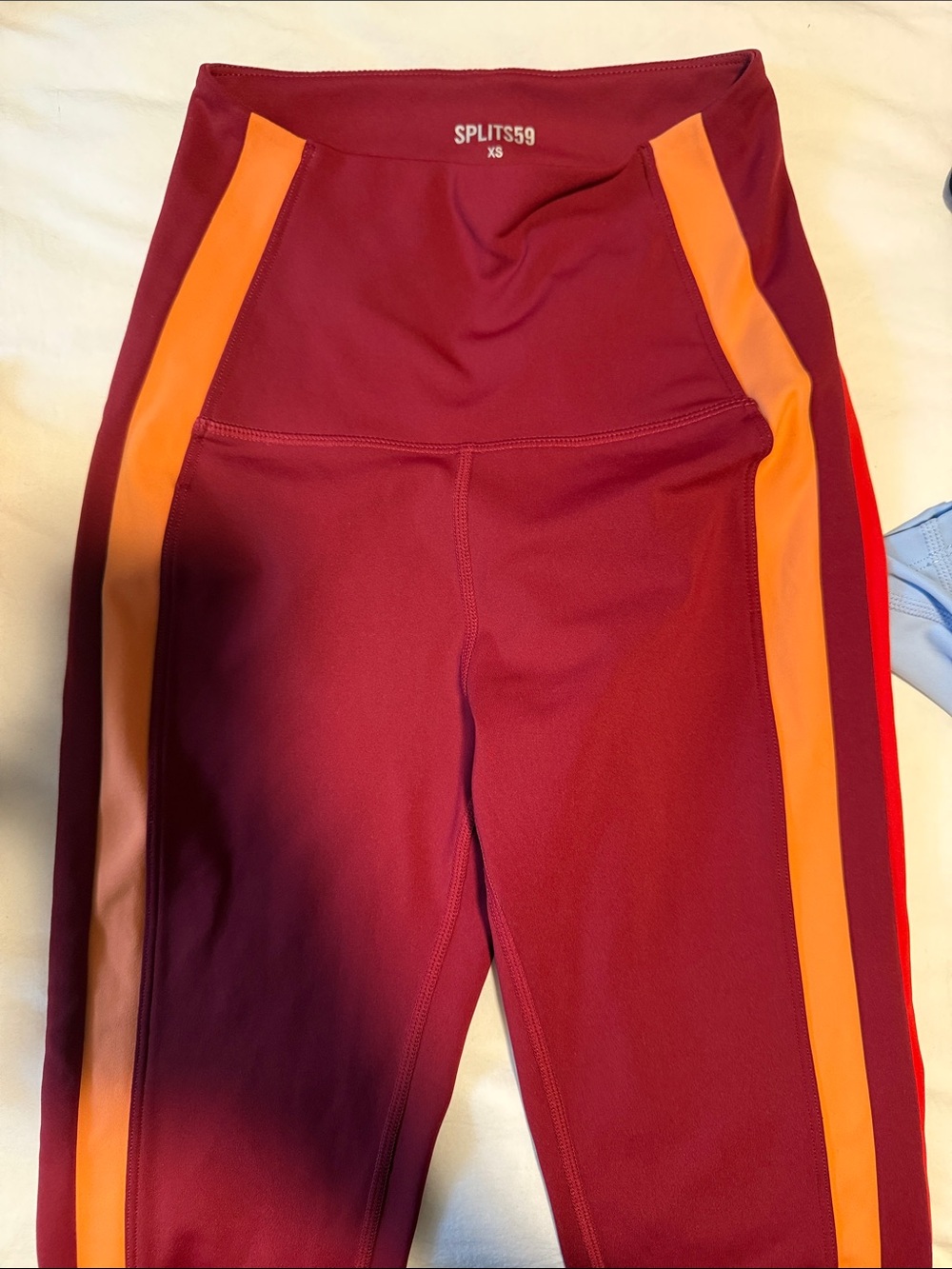 SPLITS59 Maroon Leggings with Orange Side Stripes